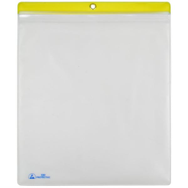 Menda 34457 ESD-Safe Clear Shop Traveler with Yellow Header, 10" x 12", Pack of 10