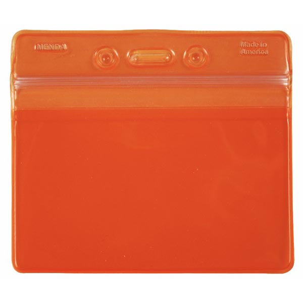 Menda 35094 Horizontal Badge Holder with Zipper, Orange, 3-7/8in x 2-5/8in
