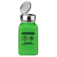 Menda 35253 Durastatic Green HDPE Bottle With One-Touch Pump, GHS Label With "Isopropanol", 6oz