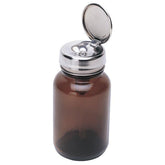 Menda 35315 Round Amber Glass Bottle with Stainless Steel One-Touch Pump, 4oz