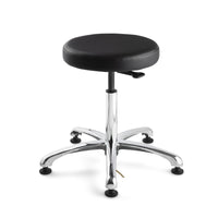 Bevco 3550E-V-BLKV Upholstered ESD Vinyl Stool, 5-Star Polished Aluminum Base