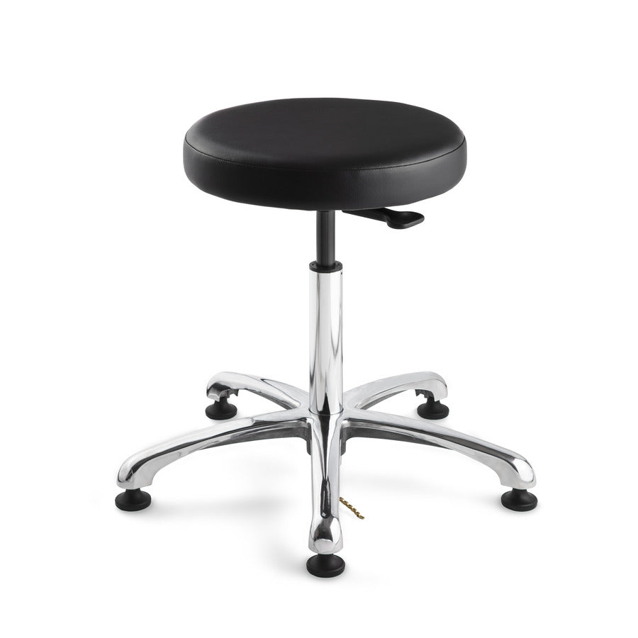 Bevco 3550E-V-BLKV Upholstered ESD Vinyl Stool, 5-Star Polished Aluminum Base