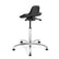 Bevco 3555 Sit Stand with Black Polyurethane Seat, 27 Polished Aluminum Base and Mushroom Glides [22-32 Height Adj, 300lb Cap]