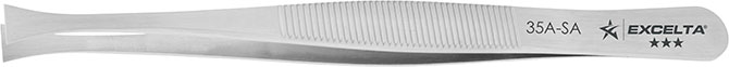 Excelta 35A-SA Stainless Steel Anti-magnetic Tweezer with Broad Tip, 4-3/4"