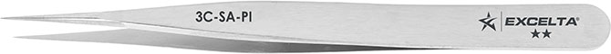 Excelta 3C-SA-PI Stainless Steel Anti-magnetic Tweezers, 4-1/4"