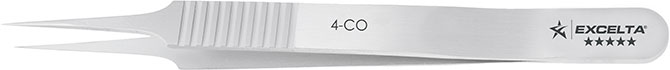 Excelta 4-CO 5 Star Cobaltima Tweezer with Tapered Micro-Fine Tip, 4-1/4"