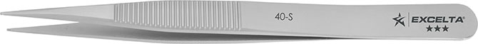 Excelta 40-S Stainless Steel Anti-magnatic Straight Tweezers, 4.5"