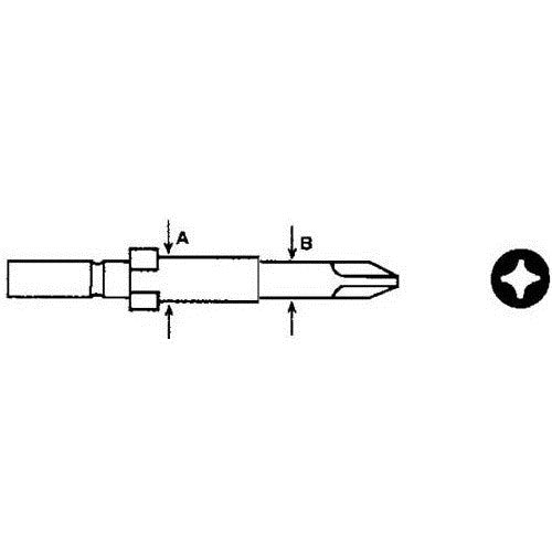 ASG 64429 Phillips Head Round Bit for Cross-Recess Head Fasteners, #2 x 60mm Long