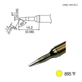 HAKKO T31-00BC1 Bevel Solder Tip For FX-100 Soldering Station, 14.2MM