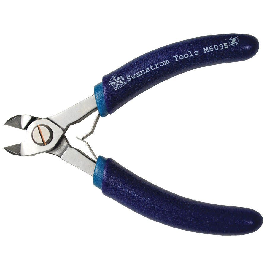 Swanstrom M609E ESD-Safe Ergonomic Medium Short Nose Diagonal Semi-Flush Cutter, 5-7/8"