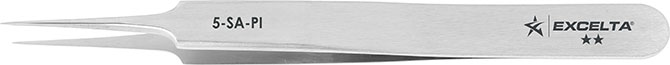 Excelta 5-SA-PI Stainless Steel Anti-Magnetic Tweezer with Straight Micro-Fine Tip, 4-1/4"