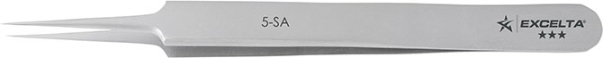 Excelta 5-SA Tweezers With Straight Micro-Fine Tips, 3 Star, 4-1/4"
