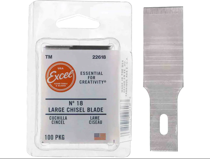 Excel 22618 #18 Large Chisel Blade, 1/2", 100/Pkg
