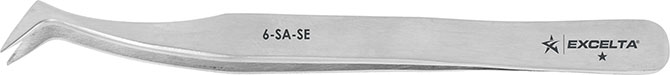 Excelta 6-SA-SE Anti-Magnetic with Sharp Flat Angled Tips Point Tweezer