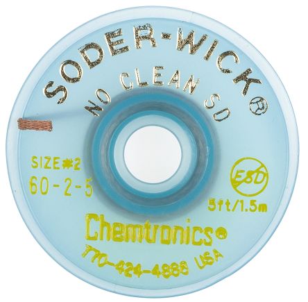 Chemtronics 60-2-5 Soder-Wick No Clean Yellow Desoldering Braid