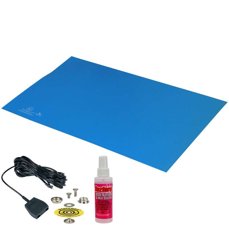 Desco 66045 Statfree T2 Two Layer Rubber Table Mat, Blue, 0.060X24X48