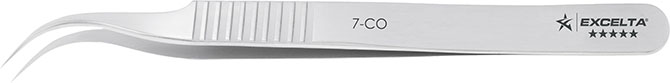 Excelta 7-CO Cobaltima Tweezers With Curved Fine Serrated Tips, 5 Star, 4-1/2"