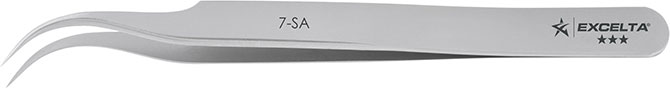 Excelta 7-SA Stainless Steel Anti-Magnetic Tweezer with Curved Tip, 4-1/2"