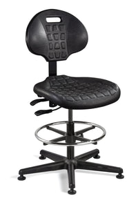 Bevco 7501-BLK Polyurethane Chair, Black Tubular Steel Base, 24"-29"