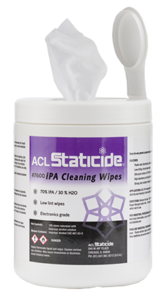 ACL Staticide 7600 5x8" IPA Cleaning Wipes 