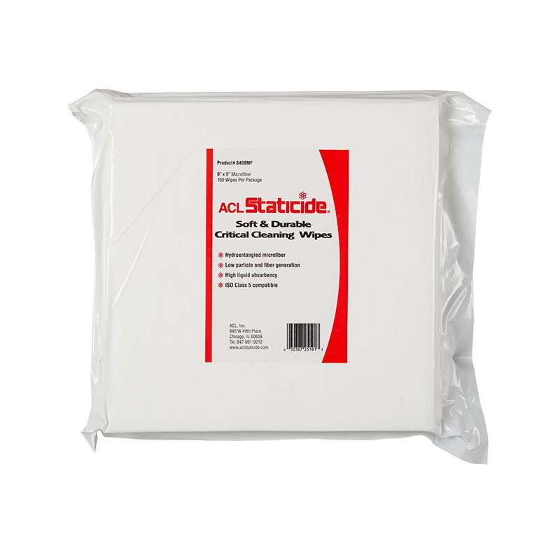 ACL Staticide 8409MF Microfiber Critical Cleaning Wipes, 9x9, pack of 150