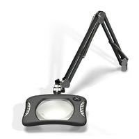 O.C White 82400-4-CM ESD-Safe 4-Diopter LED Magnifier with 43" Reach & Clamp Base, Charcoal Mist