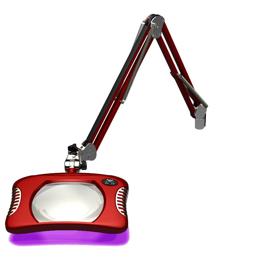 O.C White 82400-4-BR ESD-Safe 4-Diopter LED Magnifier with 43" Reach & Clamp Base, Blaze Red