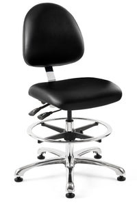 Bevco 9551MC1-BLK Integra Tall Height ISO 4 Cleanroom Black Vinyl Chair