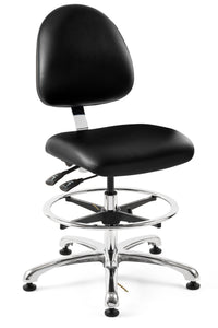 Bevco 9551M-E1-BLK ESD Vinyl Task Chair, Medium Back, Aluminum Base, Hard Floor Casters