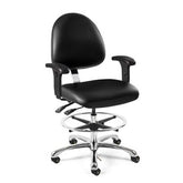 BEVCO 9551ME3-CARD5S-BK Integra-Ecr Upholstered Vinyl Chair Esd Cleanroom Class 1000 Medium Back Articulating Seat