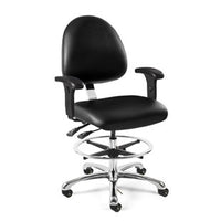 BEVCO 9551ME3-CARD5S-BK Integra-Ecr Upholstered Vinyl Chair Esd Cleanroom Class 1000 Medium Back Articulating Seat