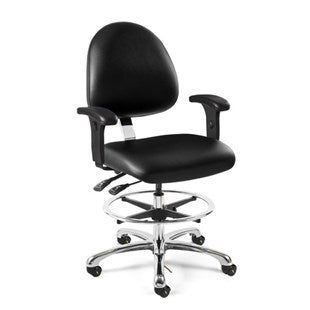 BEVCO 9551ME3-CARD5S-BK Integra-Ecr Upholstered Vinyl Chair Esd Cleanroom Class 1000 Medium Back Articulating Seat
