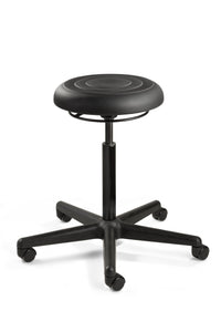 Bevco J3300-BLK Backless Stool, Dual-Wheel HF Casters, 20"- 27.25", Black, ErgoLux Series