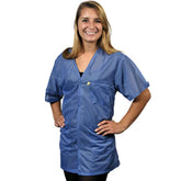 Techwear OFX-100 Blue V-Neck Hip-Length Jacket with Short Sleeves and 3 Pockets [2X-Large]
