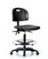 ECOM Seating Black Polyurethane Chair with Chrome Foot Ring & Casters [High Bench Height]