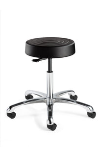 Bevco S3050-BLK Desk Stool, Black, Polyurethane, 25" HF Casters, Ergolux Series