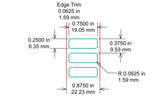 Identco TTL129-403-10 Glossy White Polyester PCB/Component Label, 0.75x.25 [10,000/Roll]