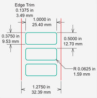 Identco TTL131-700-10 Glossy White Polyester PCB/Component Label, 1.0x.375 [10,000/Roll]