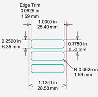 Identco TTL135-403-10 Glossy White Polyester PCB/Component Label, 1.0x.25 [10,000/Roll]