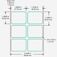 Identco TTL300-700-12 Glossy White Polyester PCB/Component Label, 1.25x1.0 [12,000/Roll]