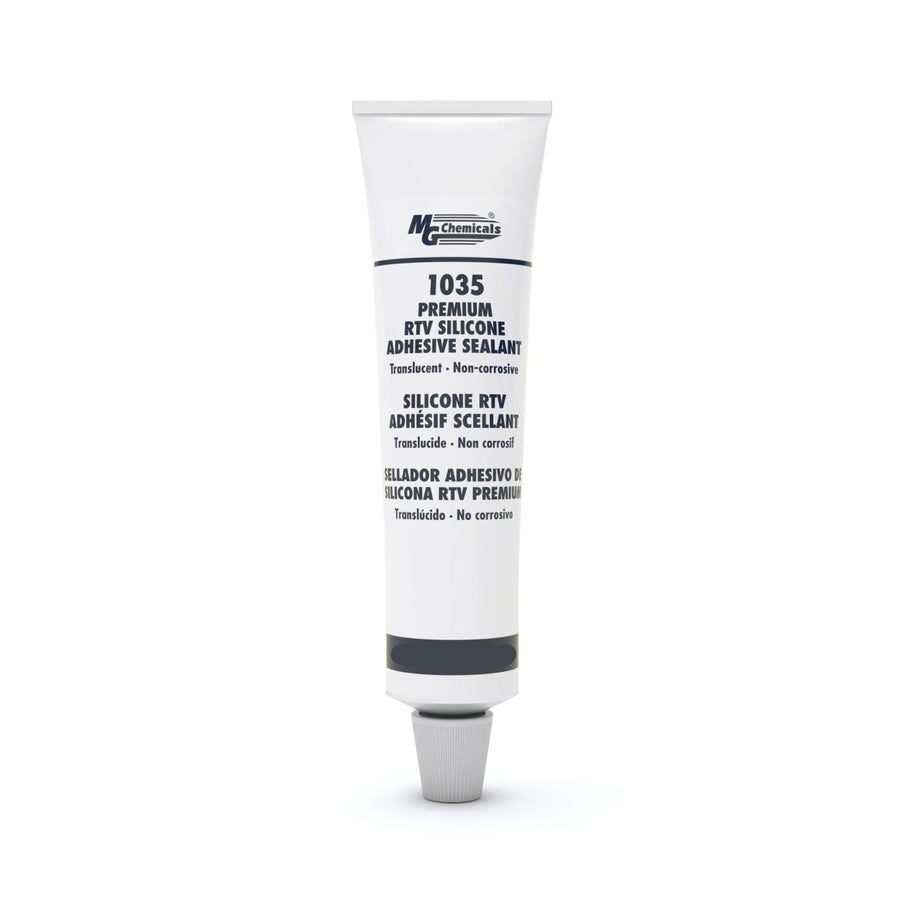 A white squeeze tube of MCH Chemicals 1035 Premium RTV Silicone Adhesive Sealant with a silver cap, centered on a white background.