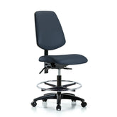 ECOM Seating Medium Bench Height Vinyl Chair with Seat Tilt, Chrome Foot Ring and Casters in Imperial Blue Trailblazer Vinyl