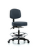 ECOM Seating Medium Bench Height Vinyl Stool with Back, Chrome Foot Ring and Casters in Imperial Blue Trailblazer Vinyl