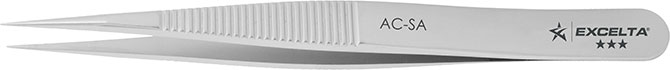 Excelta Ac-SA Neverust Tweezers With Straight Medium Tips, 3 Star, 4-1/4"