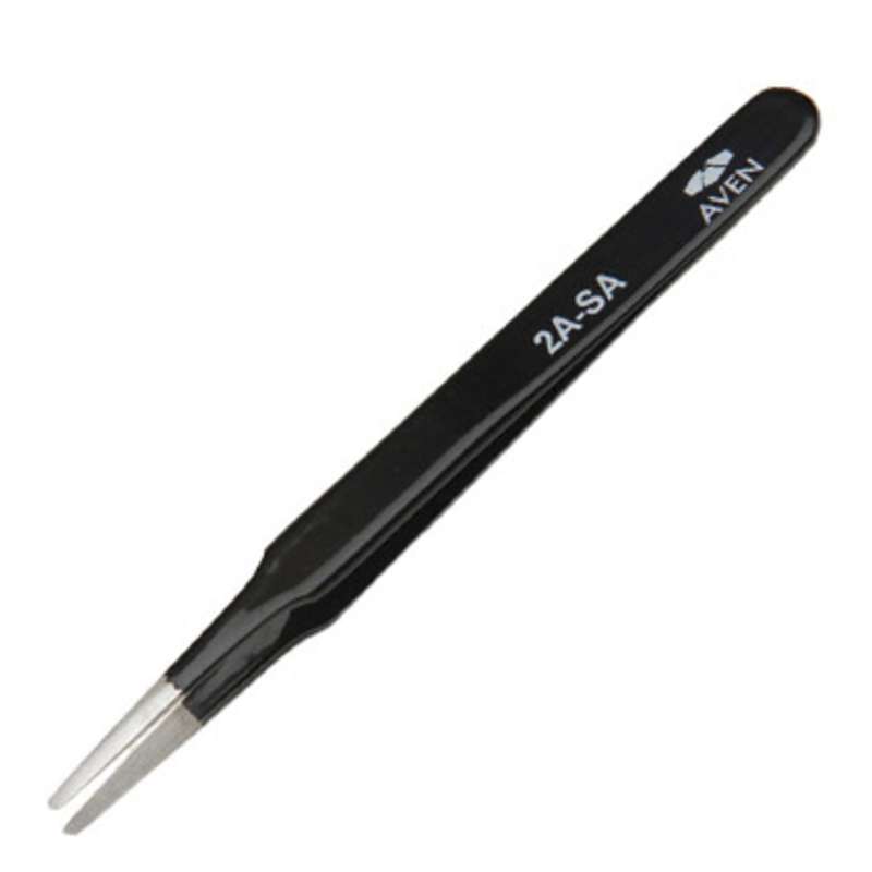 Aven 18049EZ Style 2A-SA E-Z Pick Stainless Steel Anti-Magnetic Black Tweezers