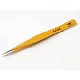 Aven 18013EZ Pick Stainless Steel Anti-Magnetic Yellow Tweezers with Straight Medium Point