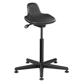 Bevco 3505 Sit-Stand, Black Polyurethane Seat with Black Nylon Base and Mushroom Glides [22-32 Seat Height, 300lb Capacity]