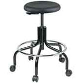 BEVCO 3200-V Upholstered vinyl Stool Black Tubular Steel Base Mushroom Glides