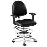 BEVCO 9551ME3-CARD5S-BK Integra-Ecr Upholstered Vinyl Chair Esd Cleanroom Class 1000 Medium Back Articulating Seat
