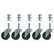 Bevco CAR5-2I Single Rubber Wheel Casters,Set of 5